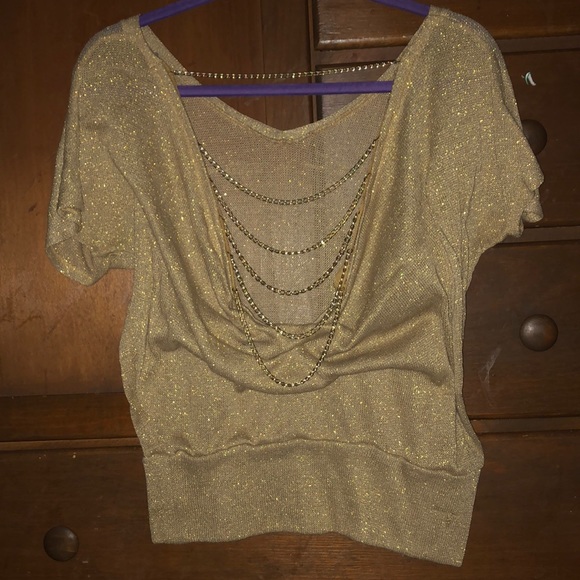 Gold shimmer chained backless top - Picture 2 of 2